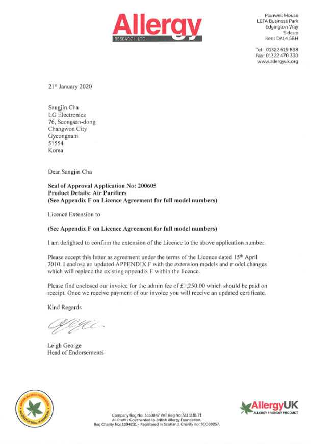 BAF is a British Allergy foundation that approves product performance for the elimination of allergens.